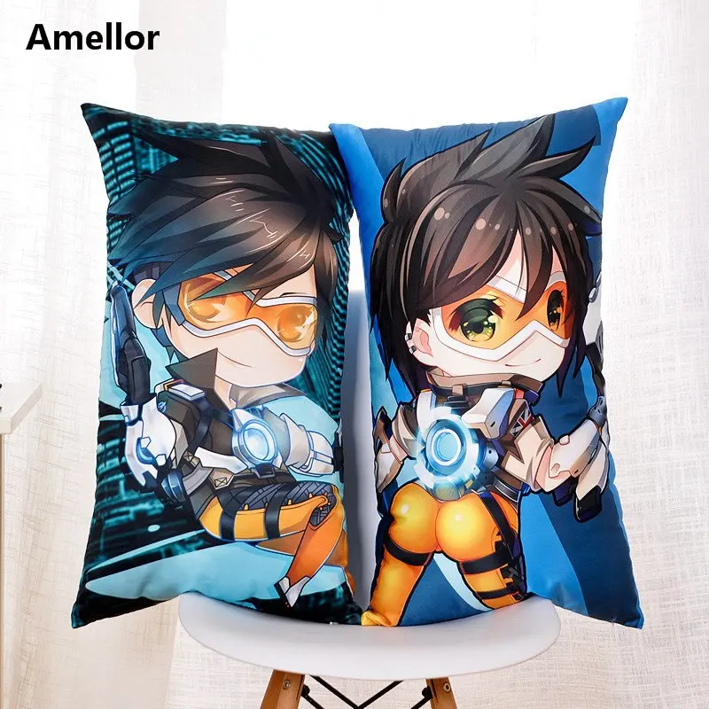Подушка Amellor 40*70 см, Kawaii Q Version, OW Reaper Genji Mercy Dva Mei Genji, подушка Solf, Автомобильная подушка, чехол, подарок
