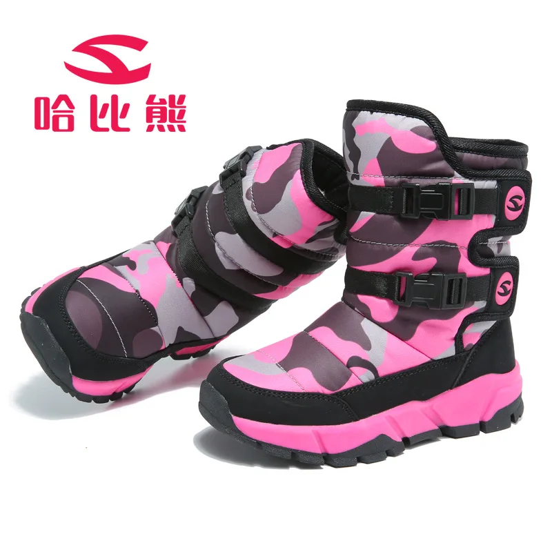 HOBIBEAR 2017 Winter Camo Kids Snow Boots With Fleece Inside Boys Warm