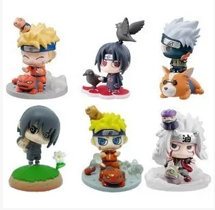 

6pcs/set Q version 6cm naruto Uchiha Sasuke Namikaze Minato Hatake Kakashi Gaaraaction figure toys Christmas toy