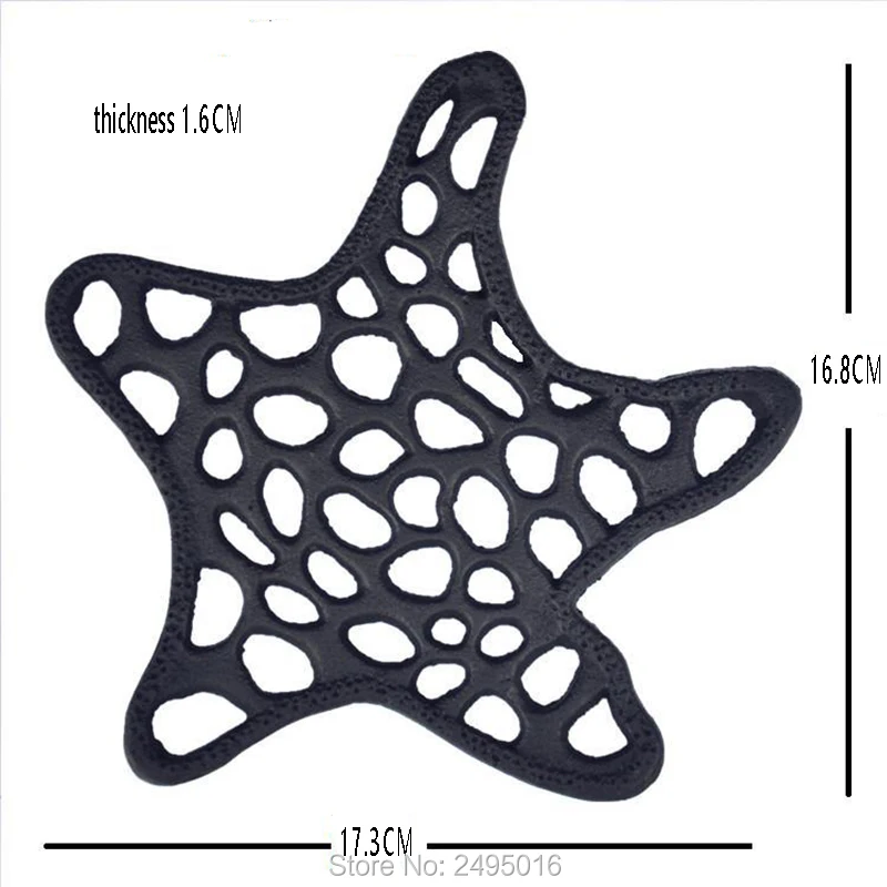 Декоративный чугунный тройник для кухни или обеденного стола | с рисунком морской звезды