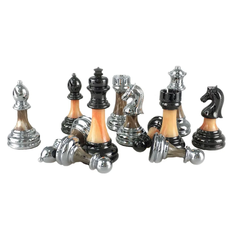BSTFAMLY Chess Set ABS Plastic Plating Process and Metal Aggravation Chess Pieces Chessman King Height 90mm Chess Game IA2