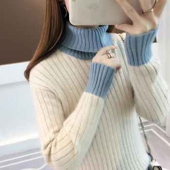 

High-collar Sweater Girl 2020 new autumn and winter thickened inner-tie body-building underdress girl very immortal style jacket