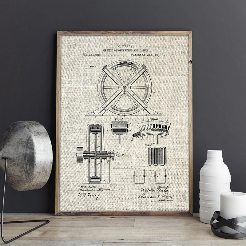 For tesla patent wall art prints