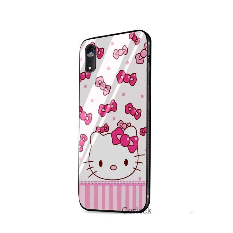 Чехол для телефона из закаленного стекла, Модный чехол hello kitty чехол для iPhone 5 5S SE 6 6s 7 8 Plus X XS XR Max - Цвет: G9