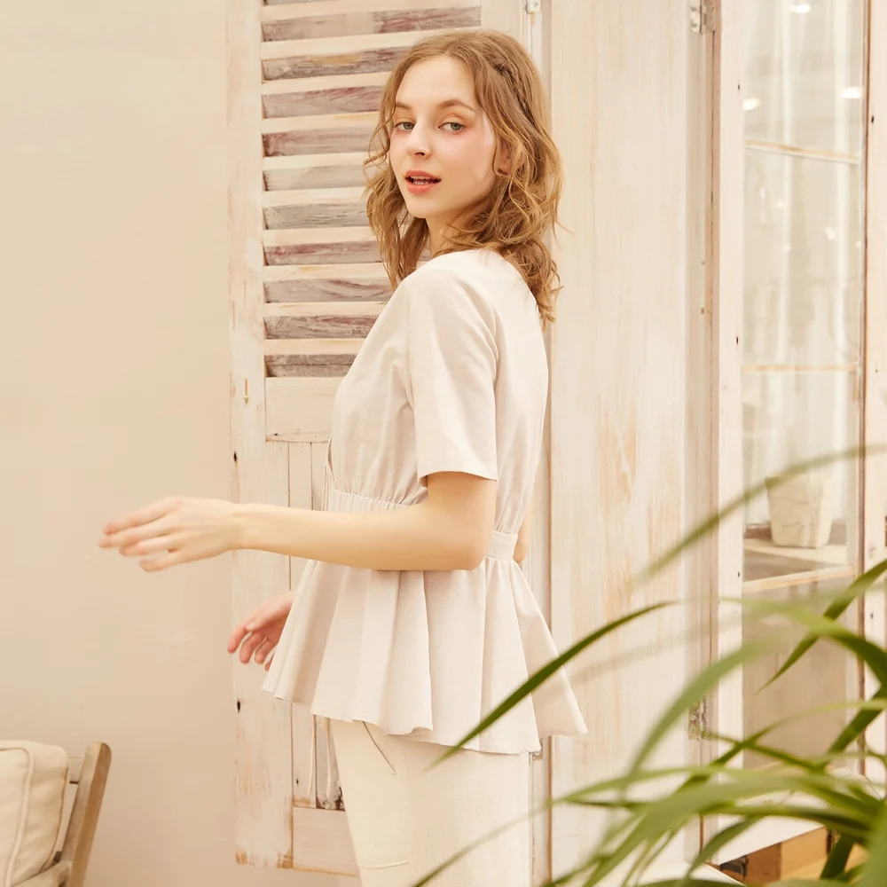 Metersbonwe Women Plaid Blouses  New  Half Sleeves