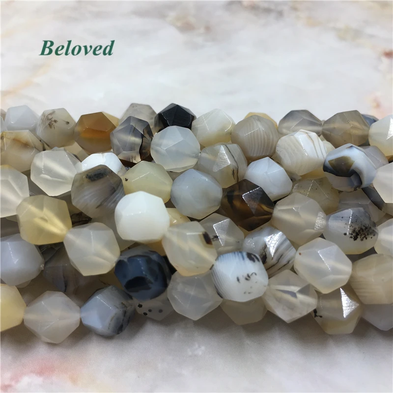 High Quality Faceted Black Flower Agates Loose Beads 15.5&quot Round Lace Agat Gems Necklace Making Strand BG18072 | Украшения и