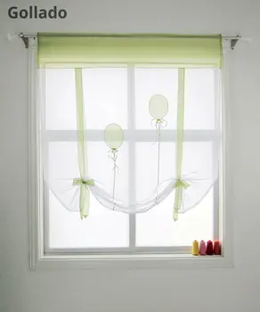 

Balloon style Stitching Color Living Room Balcony kitchen voile Tieblinds Window Curtain 1pcs