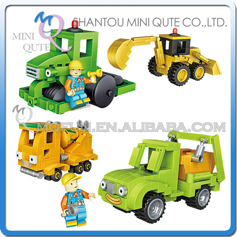 

Full Set 4pcs/lot Mini Qute LOZ Engineering vehicle boys car truck gift block building blocks cartoon figures educational toy