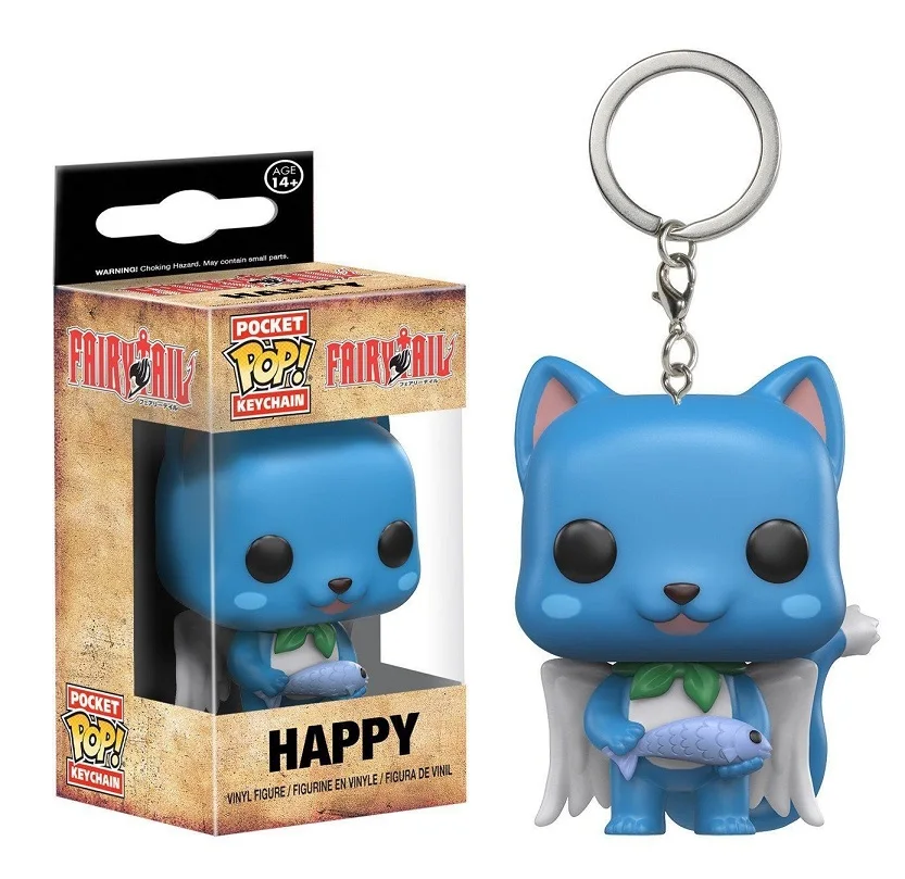 

POP Pocket Pop Keychain Official Fairy Tail Happy pvc Action Figure Model Toys For Children Christmas Present Gift Doll toy