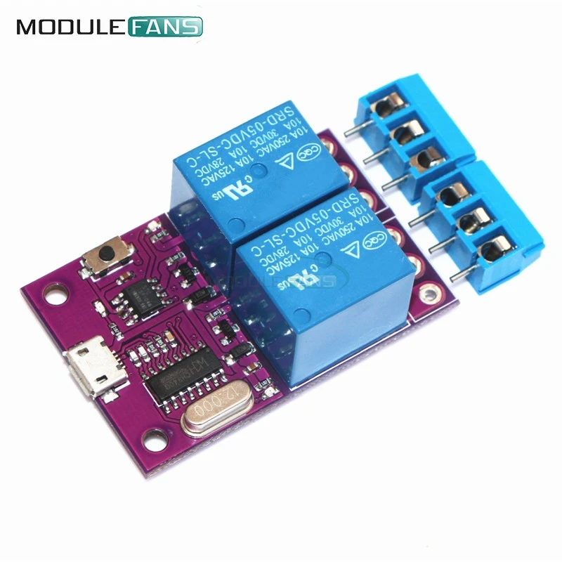 Delay Relay Module 5V Two 2 Channel USB Intelligent Control Switch MCU