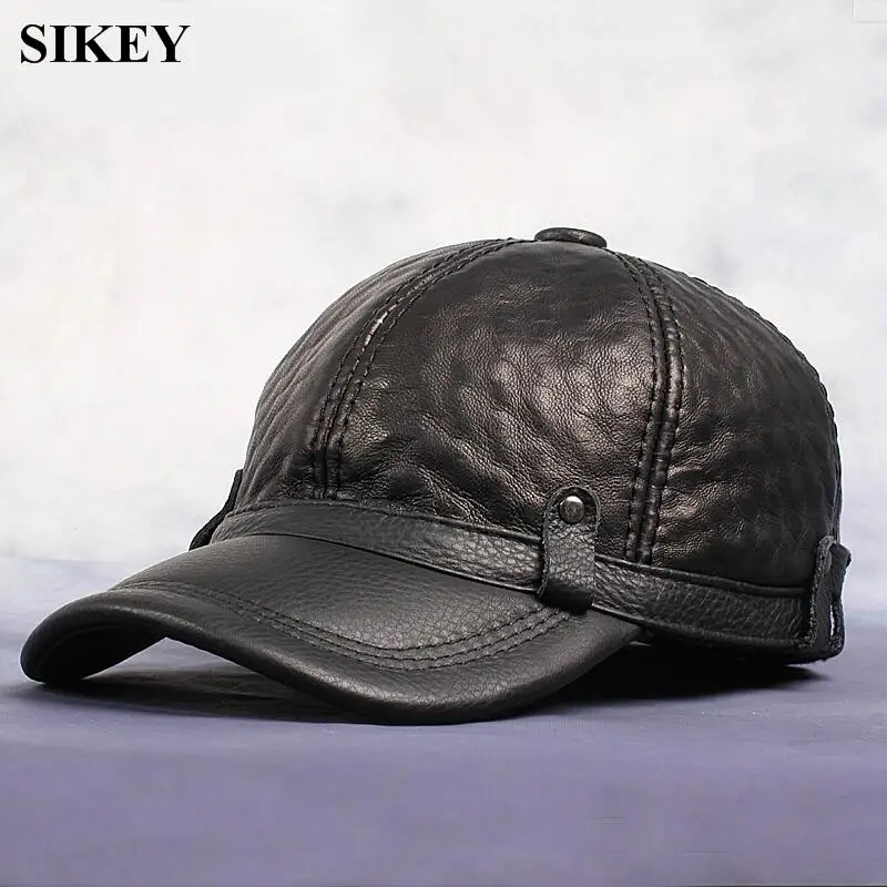 Buy HL070 Genuine Leather hat cadet cap biker