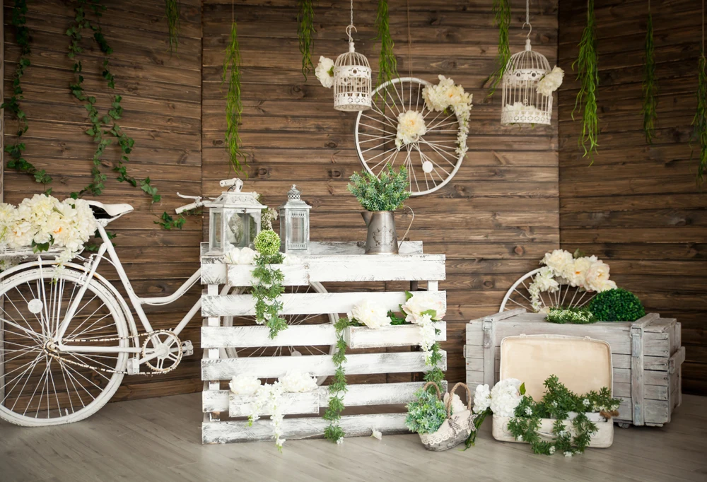 

MEHOFOTO Indoor Backdrop Photogrpahy Backdrops Photo Background Baby Shower Backdrop Newborn Photo Props White Bicycle