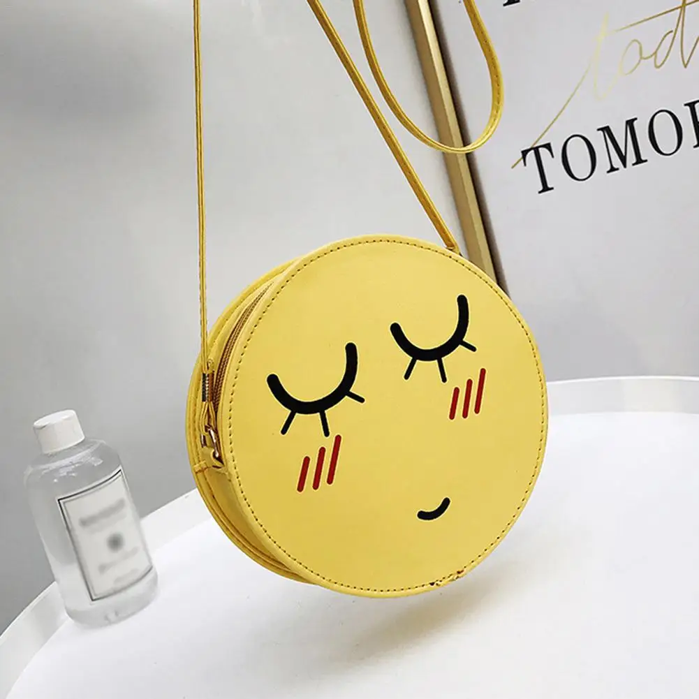 

2019 New Cartoon Cute Round Bag Funny Personality Emoji Expression Pack Shoulder Messenger Bag Mini Funny Handbag For Girls