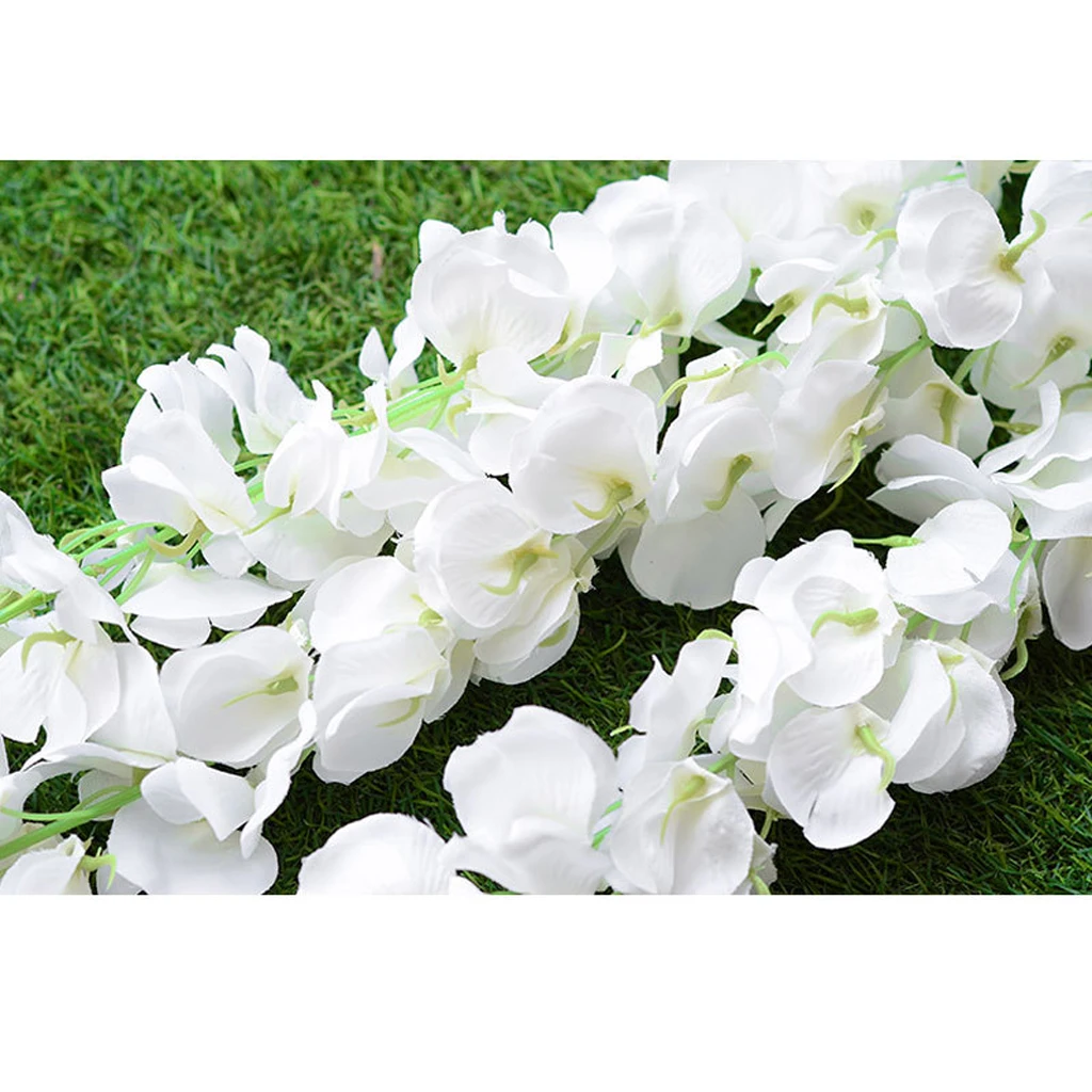 New 140cm Artificial Wall Hanging Vine Simulation Wisteria Flower New 140cm Artificial Wall Hanging Vine Simulation Wisteria Flower Decor White Decorations Festive Wedding Party Favor