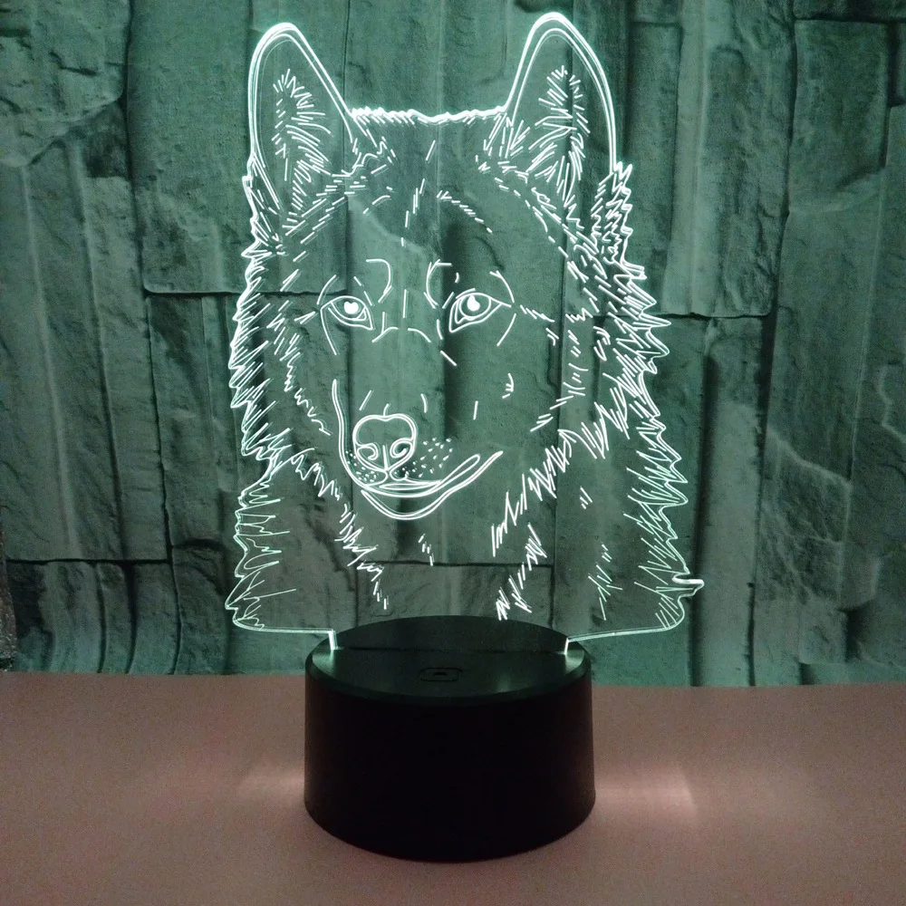 Волк 3d лампа красочный сенсорный пульт дистанционного управления настольная лампа подарок настольные лампы для гостиной деко Enfant ШАМБРЕ 3d ночник
