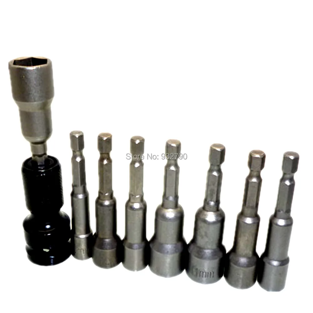 Hex Magnetic Nut Driver Set Metric Socket 6mm~13mm Drill Bit Adapter