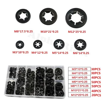

260pcs Internal Tooth Nut Push On Retainer Washer Assortment Clamp Clip Bolt Gasket Fasteners Kit M4 M3 M5 M6 M8 M10 M12