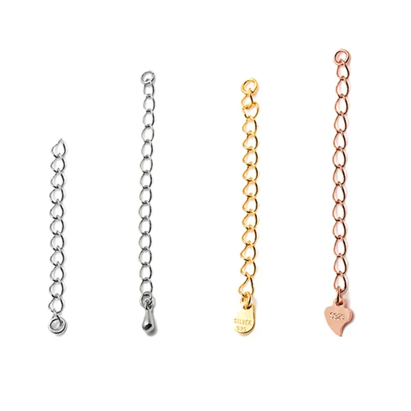20pcs/lot 4 Designs 925 Sterling Silver Bracelet Necklace Extend Chain For DIY Jewelry Making Accessories Findings SCF-E001 Jewelry Findings