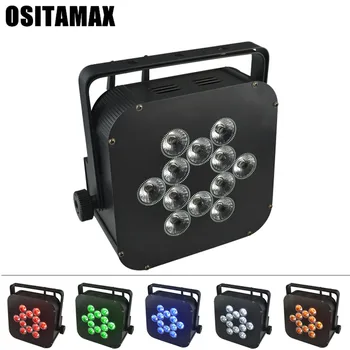 

High power battery rgbwa+uv 12pcs 6in1 led par light prolighting effect wireless dmx flat par light for Disco Club Party Light