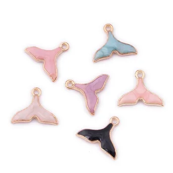 

Wholesale 100pcs 13*18MM Glitter Enamel Alloy Charms Beauty Mermaid Fish tail Drop Oil Metal Jewelry Ornament Earring Pendants