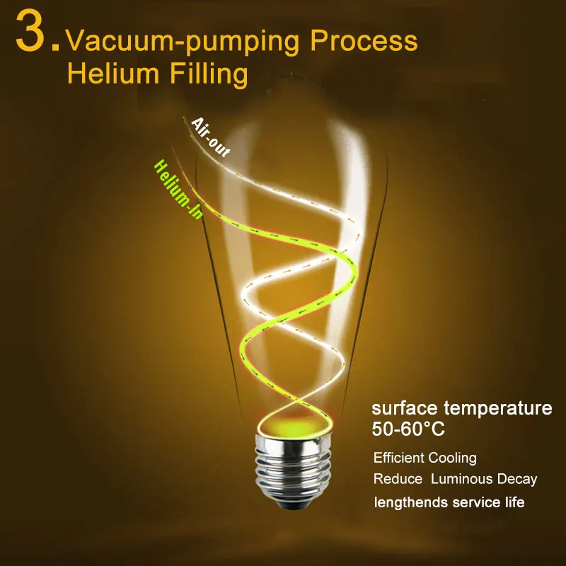 Светодиодный светильник E27, античный ретро винтажный светодиодный светильник Эдисона, 4 Вт, 6 Вт, 8 Вт, светодиодный светильник накаливания, 220 В, стеклянная лампочка, лампа Bombillas