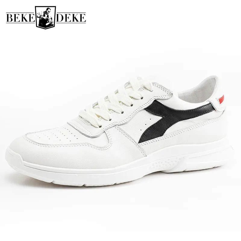 

Men Shoes Genuine Leather Platform Sneakers High Quality Breathable Casual Thick Sole White Shoes Trainers Zapatillas Hombre