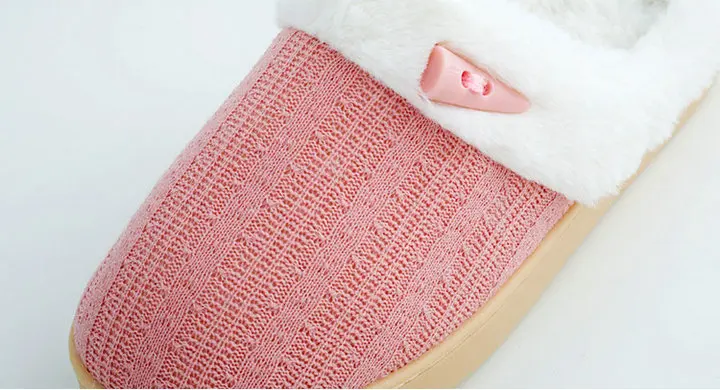 Unisex Comfort Knitted Cotton Slippers Washable Flat Closed Toe Ultra Lightweight Indoor Shoes TPR Non-slip Sole Slippers (13)