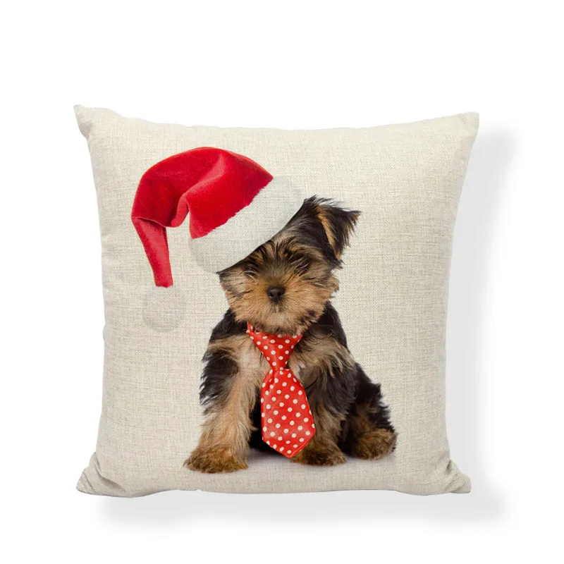 Рекламные Рождественский собака Наволочка на подушку размером 45*45 см своего померанского шпица Собака Хаски дома Спальня Диван украшения подарок на год льняная наволочка