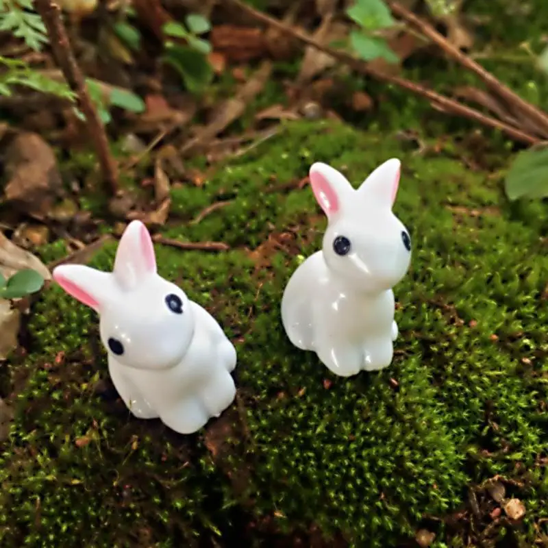 

Mini Rabbit Garden Ornament Cute Miniature Figurine Plant Pot Fairy Synthetic Resin Hand-painted Mini Animal Fairy Figurine Mode