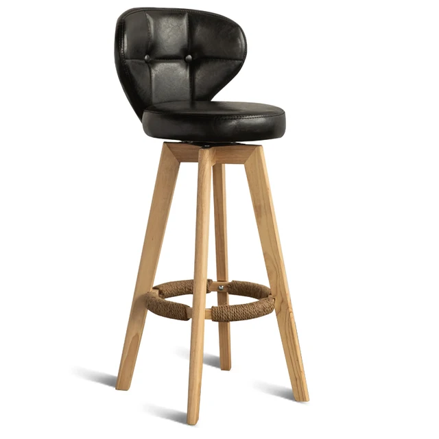 Nordic Simple Bar Chair With Backrest Household Rotated Wooden Nordic Simple Bar Chair With Backrest Household Rotated Wooden Balcony Leisure High Stool Coffee Multi