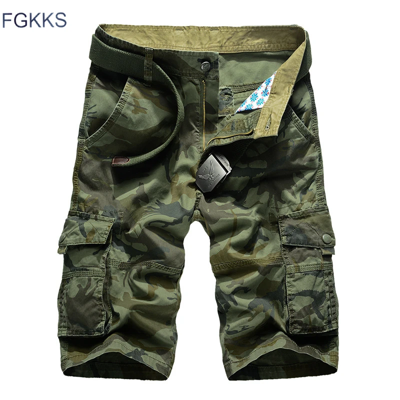 

FGKKS Brand Men Military Cargo Shorts 2019 Summer Male Camouflage Pure Cotton Comfortable Short Men Tactical Cargo Short No belt