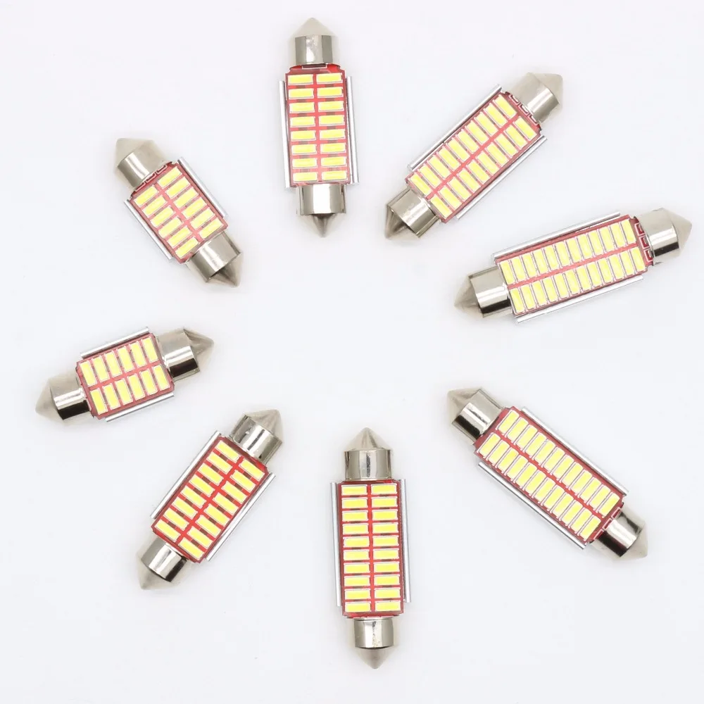 

10PCS 31mm 36mm 39mm 41mm C5W C10W 12 16 20 24 SMD 4014 LED Bulb Auto Festoon Lamp Car Interior Dome Light 12V