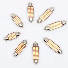 10PCS 31mm 36mm 39mm 41mm C5W C10W 12 16 20 24 SMD 4014 LED Bulb Auto Festoon Lamp Car Interior Dome Light 12V
