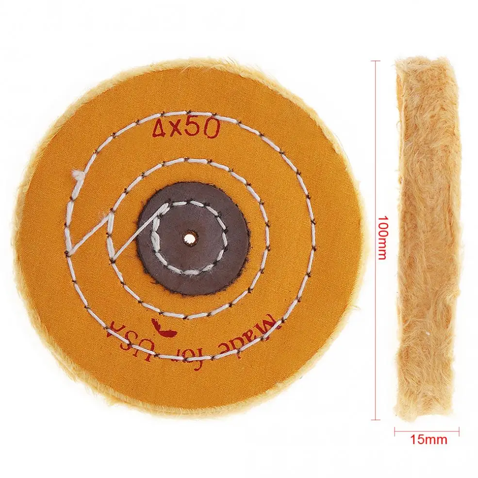 4 дюйма Т-образная желтая хлопковая ткань полировка колеса фланелевая Зеркальная Полировка буфера ватный диск с 5 мм отверстием для полировки металла
