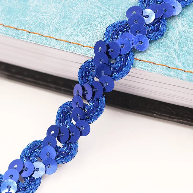 5Meters 1.5cm Loose Round Flat Sequins Laser Giltter Paillettes Sequins for Crafts Sewing on Cloth Accessory Sequin Trim royal blue
