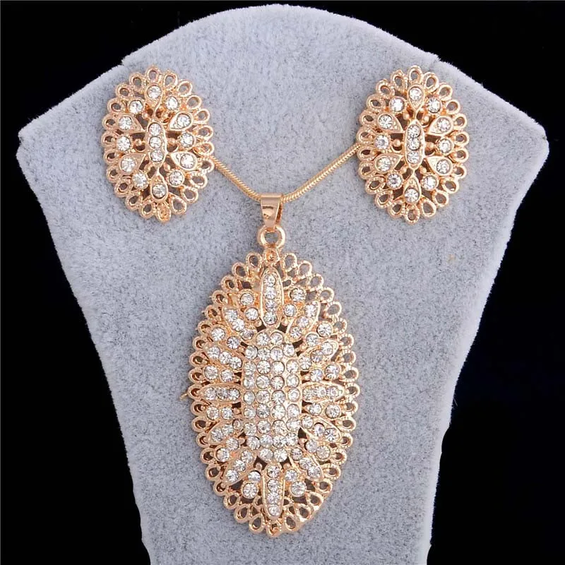 H: HYDE австрийский кристалл набор украшений для женщин золотой цвет Овальный полый стиль кулон/серьги наборы parure bijoux femme