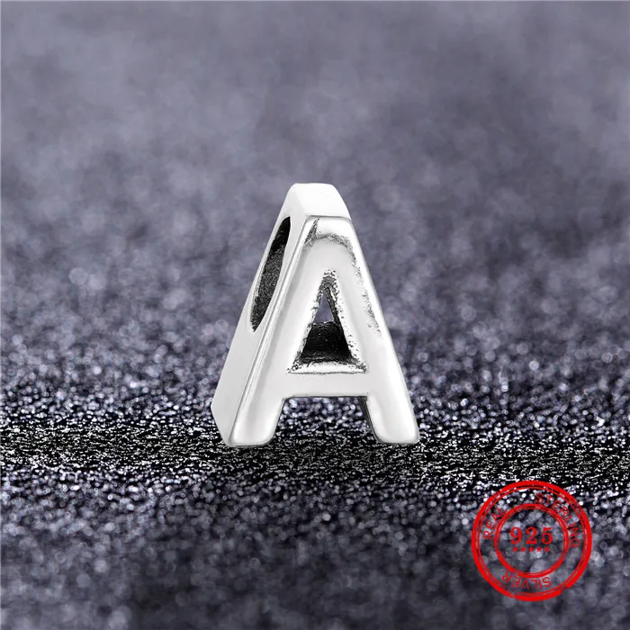 

New 925 sterling silver shiny charm letters beads suitable for Pandora beads bracelet jewelry DIY original accessories wholesale