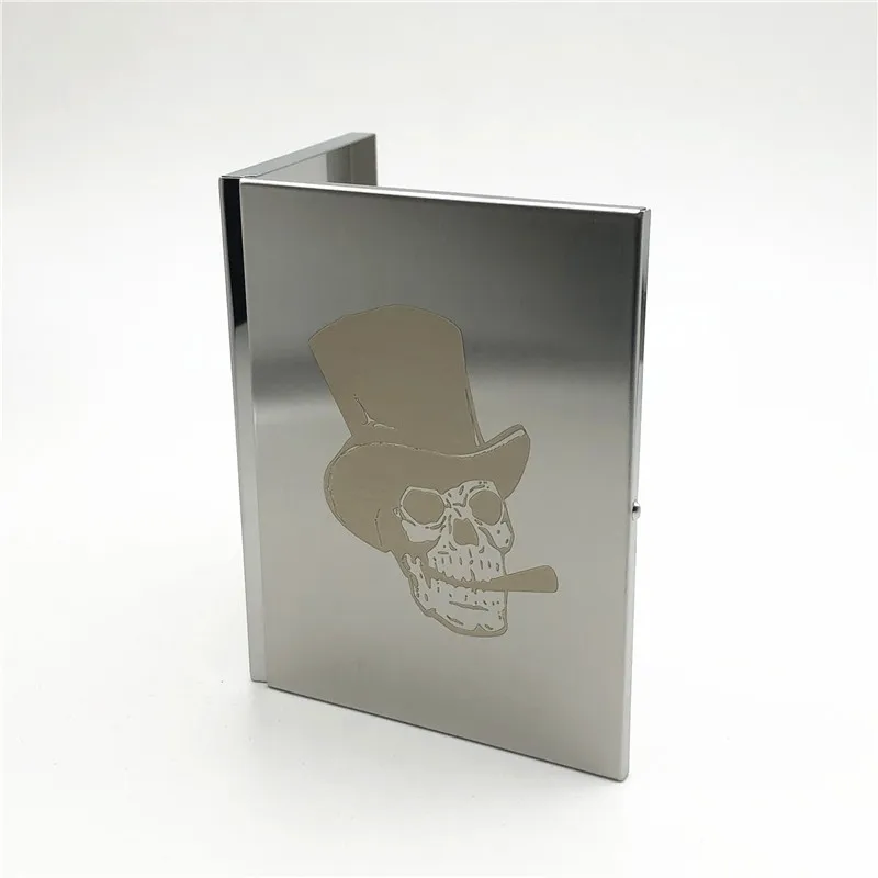 Alalinong чехол для сигарет из нержавеющей стали с изображением черепа, ультра тонкий металлический универсальный ящик для сигарет