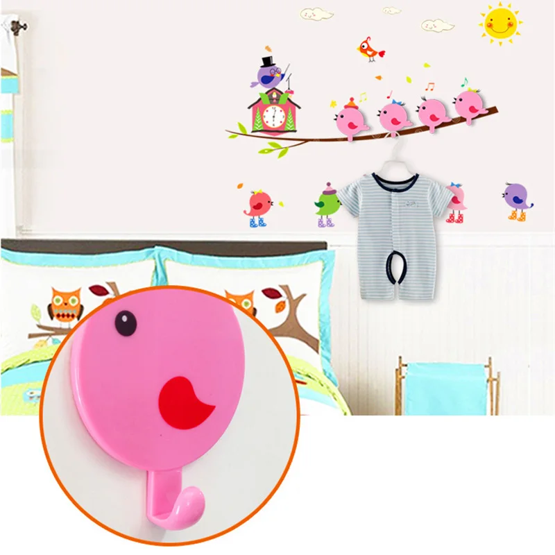 Wall Stickers Hook Cartoon Animal Strong Stick Hook Coat Wall Hooks+Sticker Clothes Hook Wall