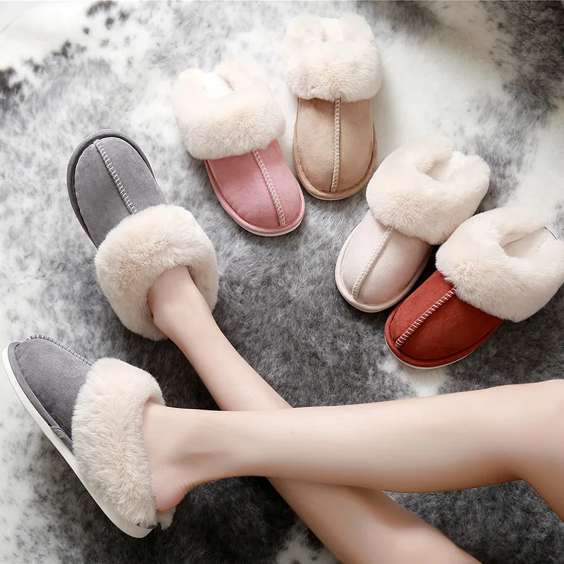 US $4.98 2020 Women Faux Fur Slippers Female Winter Shoes Home Plush Memory Fuzzy Foam Pantufa Indoor Warm Fluffy Terlik High Quality