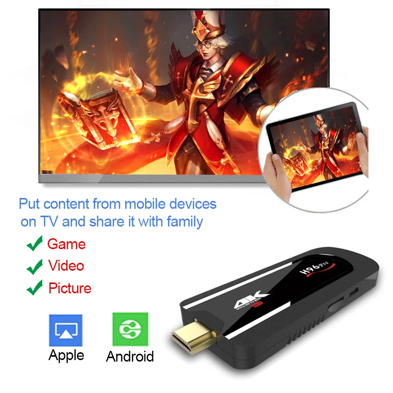H96 Pro 4 K TV Stick 2 GB 16 GB Netflix Android TV Stick HDMI Dongle Octa Core Amlogic S912 24g 5G Wifi Smart Android Min