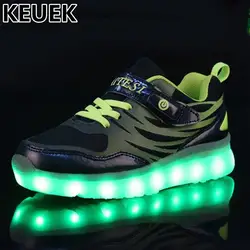 Новые детские светящиеся кроссовки Студенческие светодио дный туфли для мальчиков и девочек USB светящиеся сетчатые туфли детские