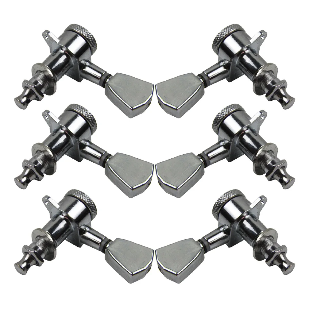 

NEW 6pcs 3L3R Guitar Machine Heads Tuning Pegs Keys String Locking Tuners Silver for Electric Guitar Accessories