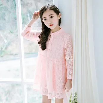 

2019 Korean style girls lace dress fashion spring girls princess dresses 4-9t A714