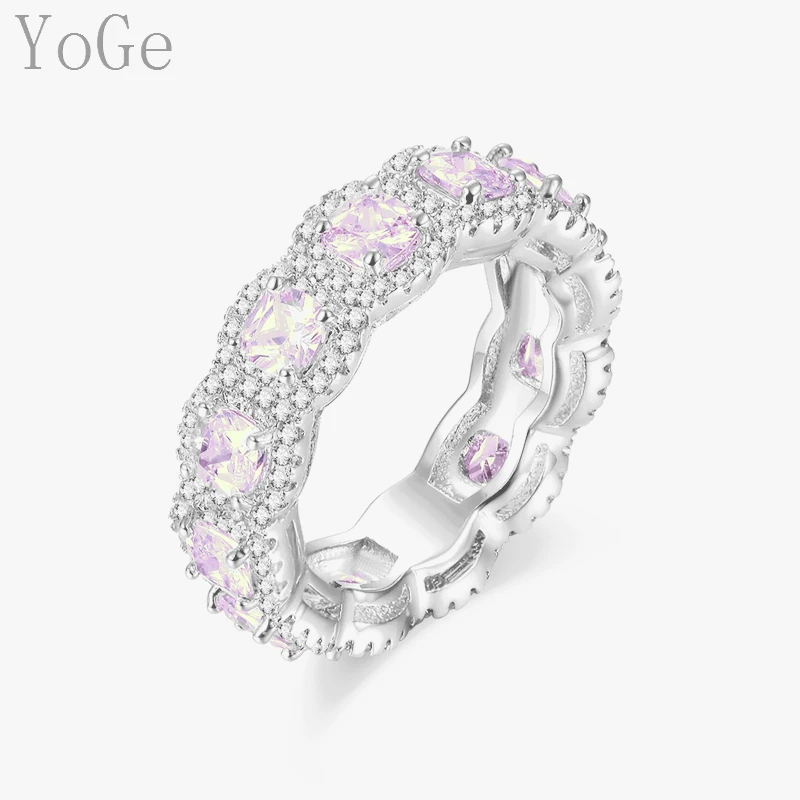 Ювелирные изделия YoGe для женщин R3528P модное кольцо с квадратными розовыми камнями