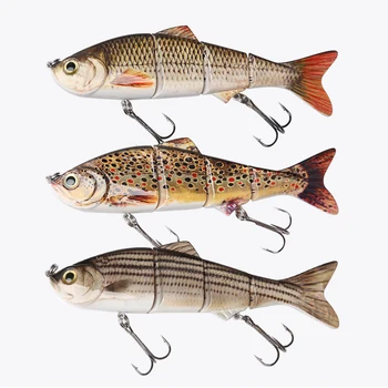 

DONQL Minnow Wobblers Fishing Lure 4 Segments 15.2cm 35g Hard Bait Wobblers for Pike Fishing With 3D Eyes Treble Hooks