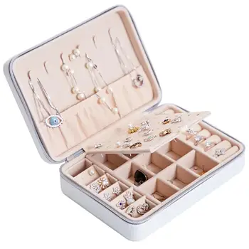 

Lady PU Leather Jewelry Box Storage Box Ring Display Case Portable Jewelry Organizer For Necklaces Joyeros Organizador De Joyas