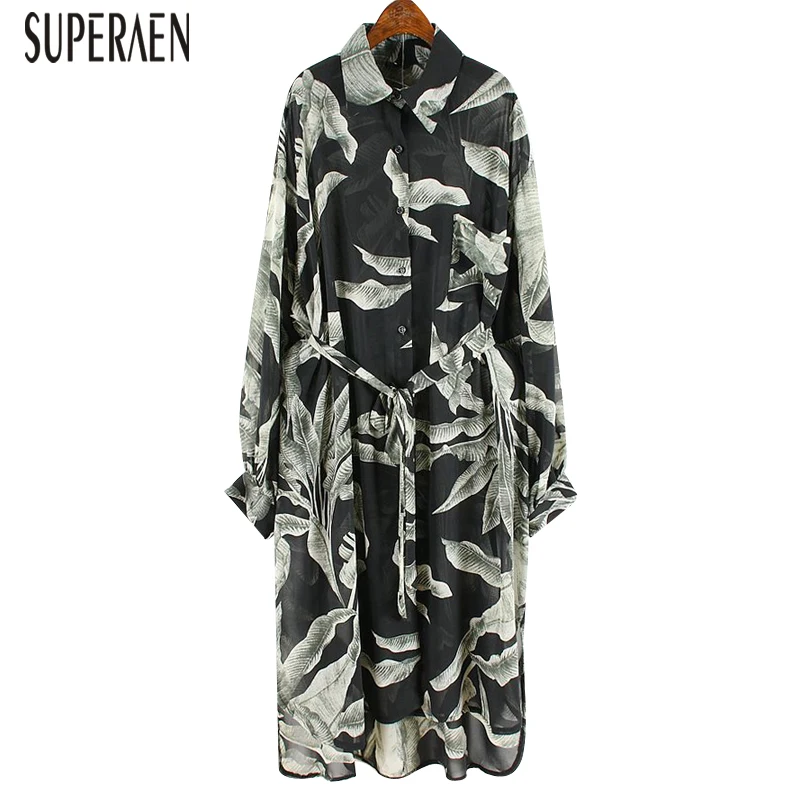 

SuperAen Chiffon Shirt Female 2019 Summer New Fashion Casual Women Blouses Long Sleeve Wild Sunscreen Women Clothing
