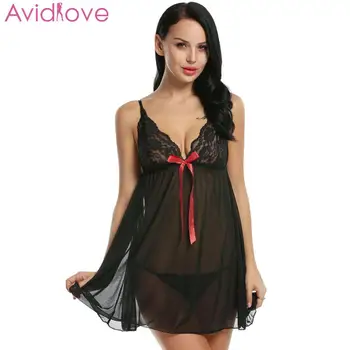 

Avidlove Sexy Lingerie Lace Transparent Nightwear Babydoll Teddy Women Underwear Female Erotic Lingerie Sexy Costumes Nightdress