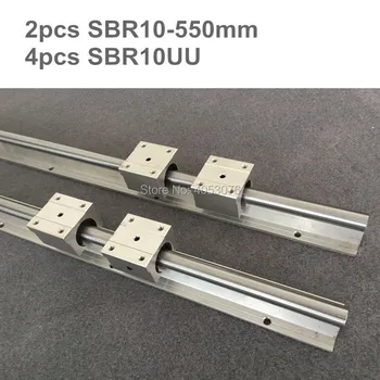 

2 pcs linear guide SBR10 550mm Linear rail shaft support and 4 pcs SBR10UU linear bearing blocks for CNC parts